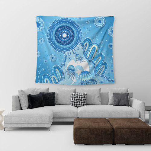 Indigenous Australian Aboriginal Tapestry Ocean Dreaming Jellyfish Tracks Pride