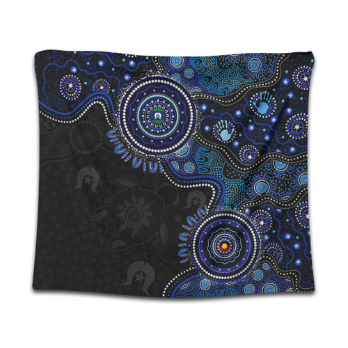 Indigenous Australian Aboriginal Tapestry Spirit Tracks Connection Through Sea Country