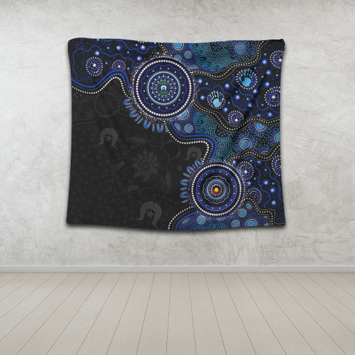 Indigenous Australian Aboriginal Tapestry Spirit Tracks Connection Through Sea Country