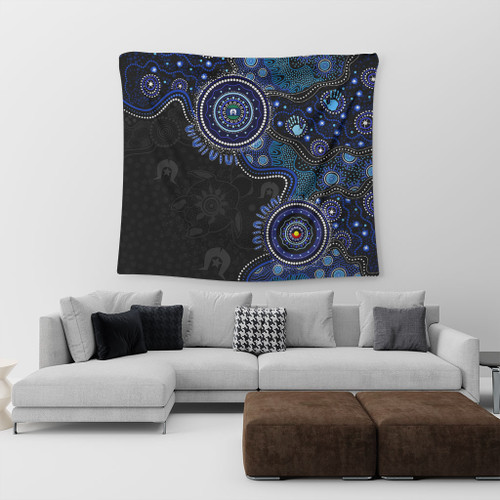 Indigenous Australian Aboriginal Tapestry Spirit Tracks Connection Through Sea Country