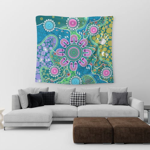 Indigenous Australian Aboriginal Tapestry Sacred Journey Tracks Culture Spirit