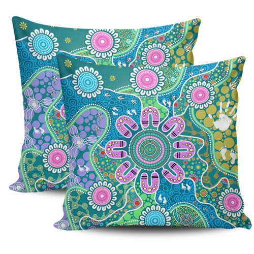 Indigenous Australian Aboriginal Pillow Cases Sacred Journey Tracks Culture Spirit