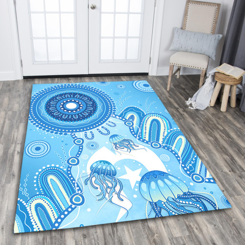 Indigenous Australian Aboriginal Area Rug Ocean Dreaming Jellyfish Tracks Pride