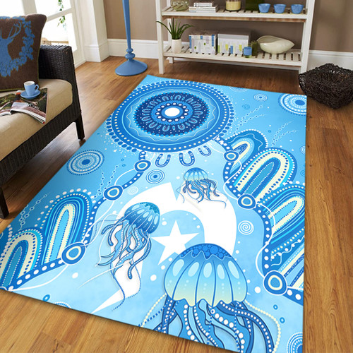 Indigenous Australian Aboriginal Area Rug Ocean Dreaming Jellyfish Tracks Pride