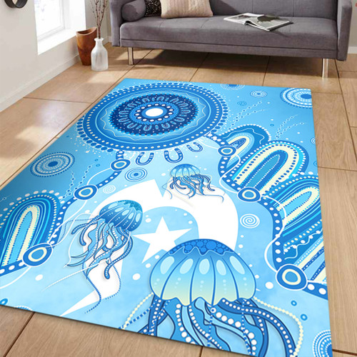Indigenous Australian Aboriginal Area Rug Ocean Dreaming Jellyfish Tracks Pride