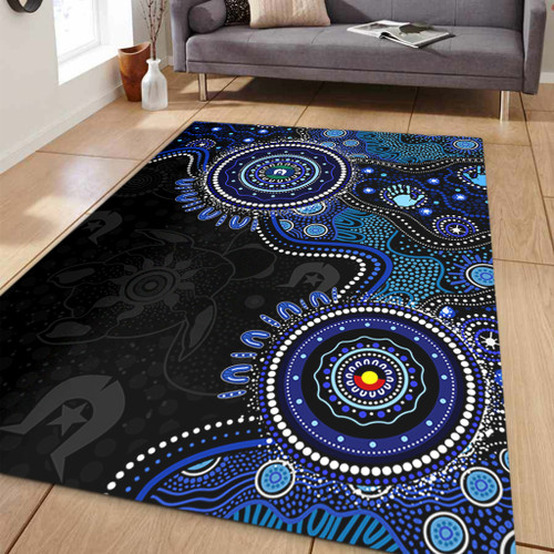 Indigenous Australian Aboriginal Area Rug Spirit Tracks Connection Through Sea Country
