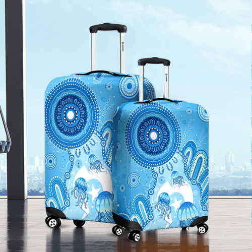 Indigenous Australian Aboriginal Luggage Cover Ocean Dreaming Jellyfish Tracks Pride