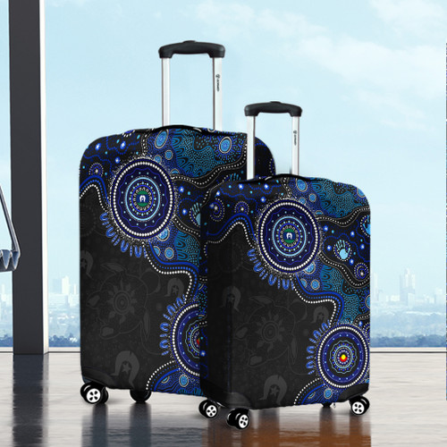 Indigenous Australian Aboriginal Luggage Cover Spirit Tracks Connection Through Sea Country