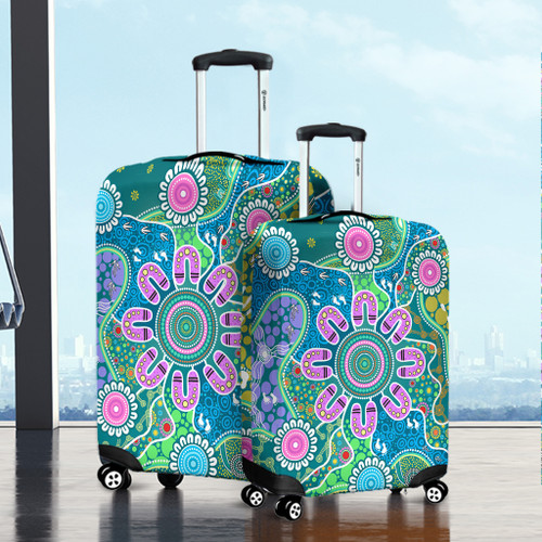 Indigenous Australian Aboriginal Luggage Cover Sacred Journey Tracks Culture Spirit
