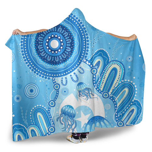 Indigenous Australian Aboriginal Hooded Blanket Ocean Dreaming Jellyfish Tracks Pride