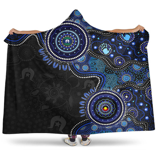 Indigenous Australian Aboriginal Hooded Blanket Spirit Tracks Connection Through Sea Country