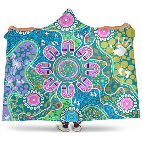 Indigenous Australian Aboriginal Hooded Blanket Sacred Journey Tracks Culture Spirit
