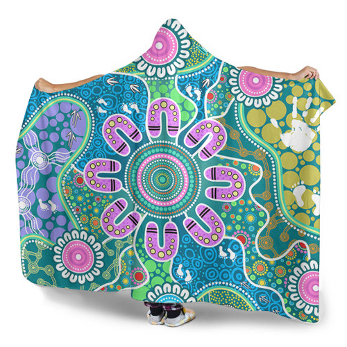 Indigenous Australian Aboriginal Hooded Blanket Sacred Journey Tracks Culture Spirit