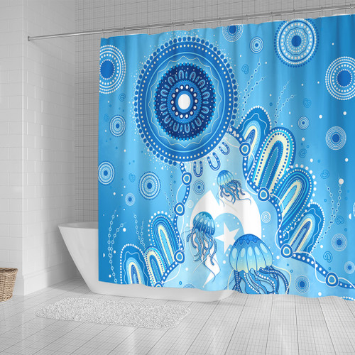 Indigenous Australian Aboriginal Shower Curtain Ocean Dreaming Jellyfish Tracks Pride