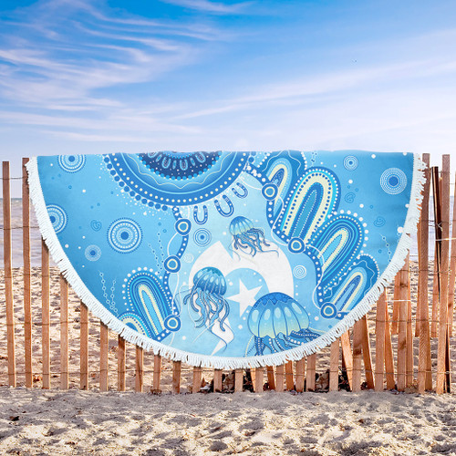 Indigenous Australian Aboriginal Beach Blanket Ocean Dreaming Jellyfish Tracks Pride