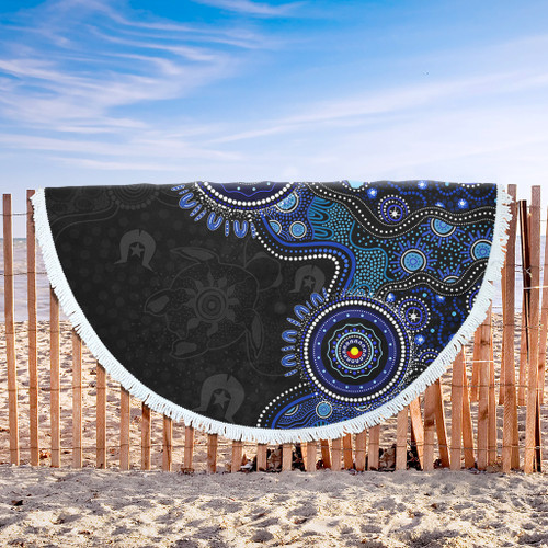 Indigenous Australian Aboriginal Beach Blanket Spirit Tracks Connection Through Sea Country