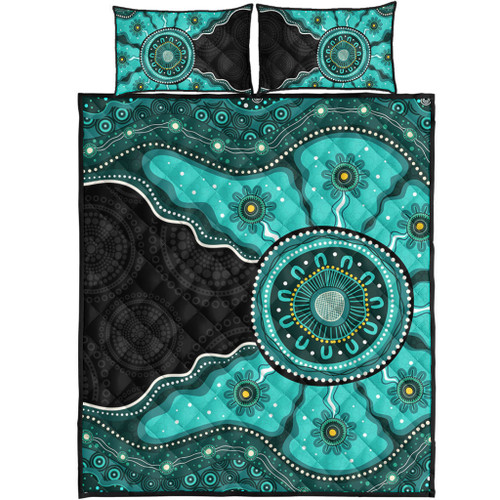 Indigenous Australian Aboriginal Quilt Bed Set Sacred Ancestral Spirit Journey Paths
