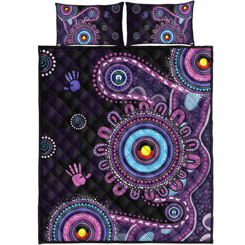 Indigenous Australian Aboriginal Quilt Bed Set Memory Circle Of Country Spirit