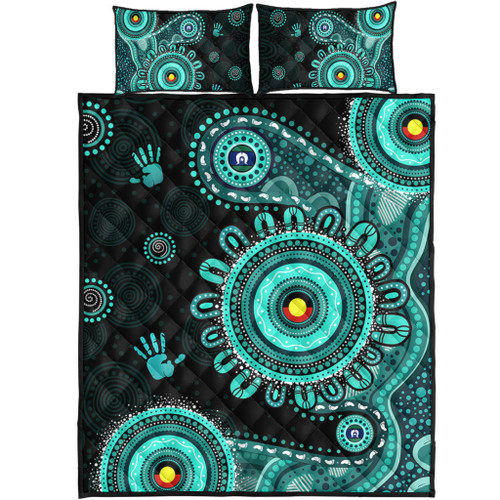 Indigenous Australian Aboriginal Quilt Bed Set Memory Circle Of Country Spirit