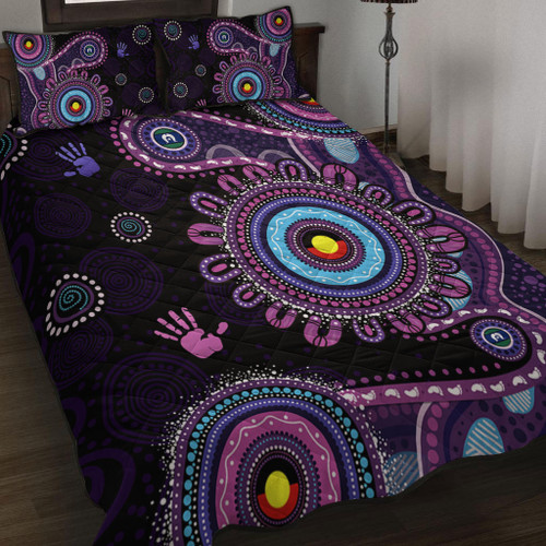 Indigenous Australian Aboriginal Quilt Bed Set Memory Circle Of Country Spirit