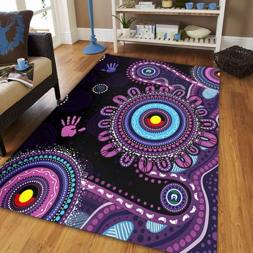 Indigenous Australian Aboriginal Area Rug Memory Circle Of Country Spirit