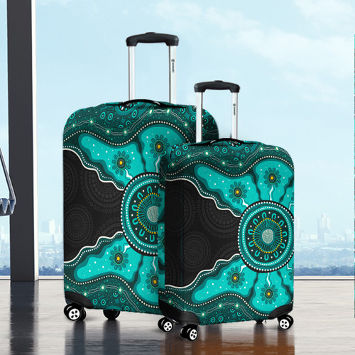 Indigenous Australian Aboriginal Luggage Cover Sacred Ancestral Spirit Journey Paths