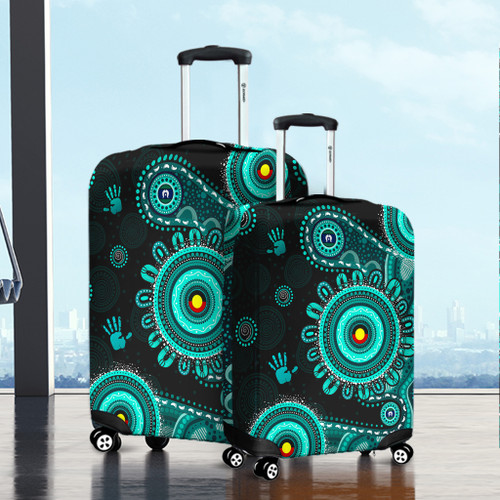 Indigenous Australian Aboriginal Luggage Cover Memory Circle Of Country Spirit