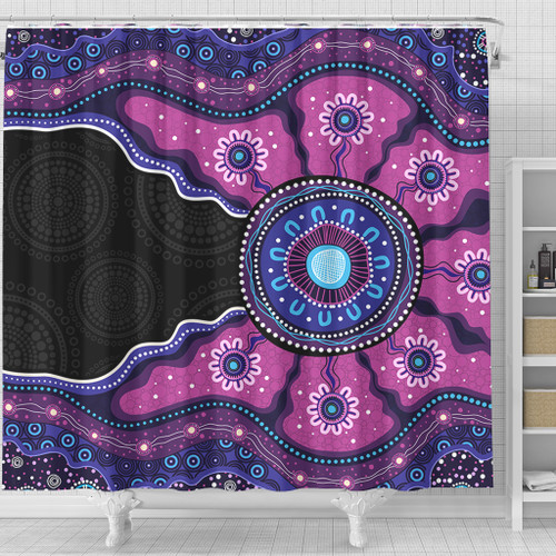 Indigenous Australian Aboriginal Shower Curtain Sacred Ancestral Spirit Journey Paths
