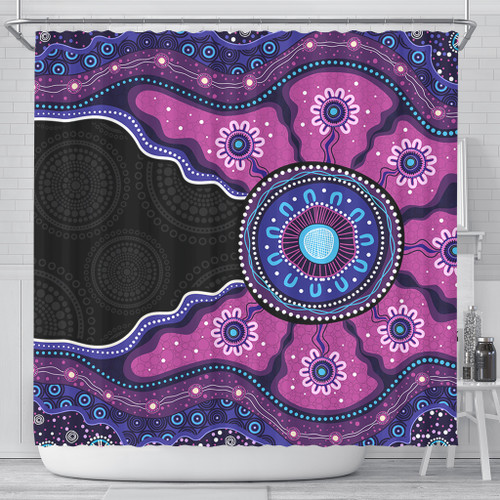 Indigenous Australian Aboriginal Shower Curtain Sacred Ancestral Spirit Journey Paths