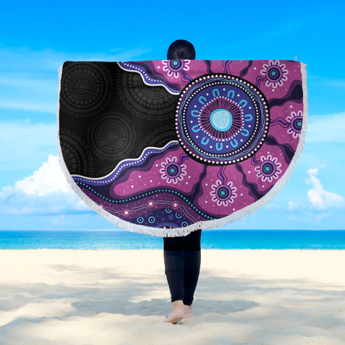 Indigenous Australian Aboriginal Beach Blanket Sacred Ancestral Spirit Journey Paths