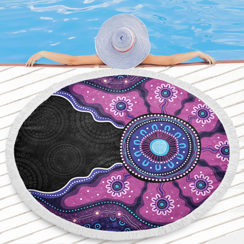 Indigenous Australian Aboriginal Beach Blanket Sacred Ancestral Spirit Journey Paths