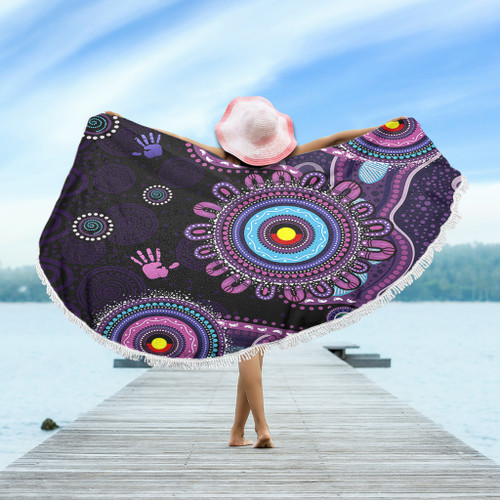 Indigenous Australian Aboriginal Beach Blanket Memory Circle Of Country Spirit