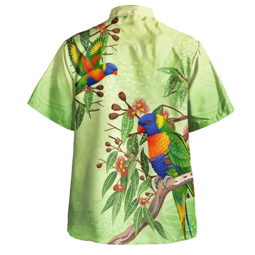 Indigenous Australian Aboriginal Hawaiian Shirt Rainbow Lorikeets Native Leaves Floral
