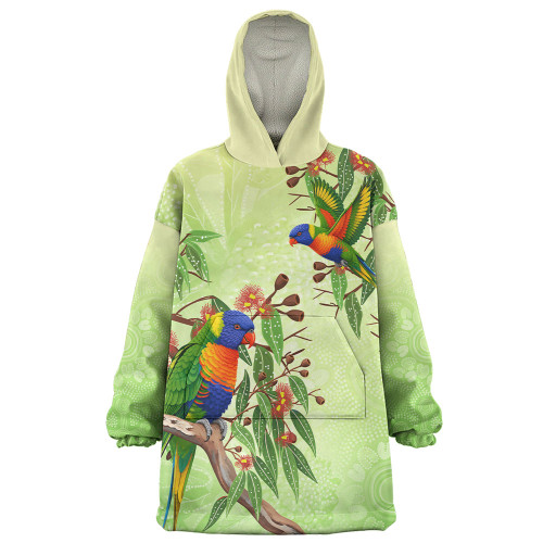 Indigenous Australian Aboriginal Snug Hoodie Rainbow Lorikeets Native Leaves Floral