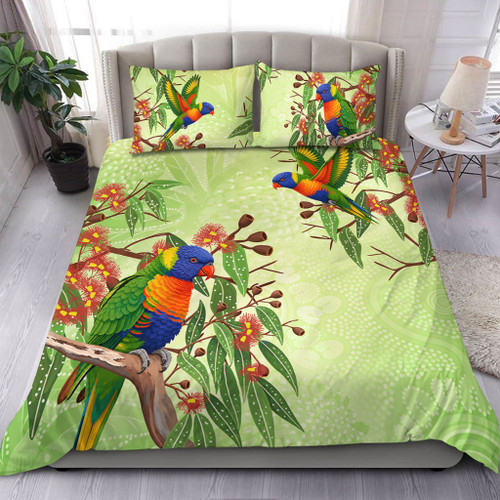 Indigenous Australian Aboriginal Bedding Set Rainbow Lorikeets Colorful Nature Spirit