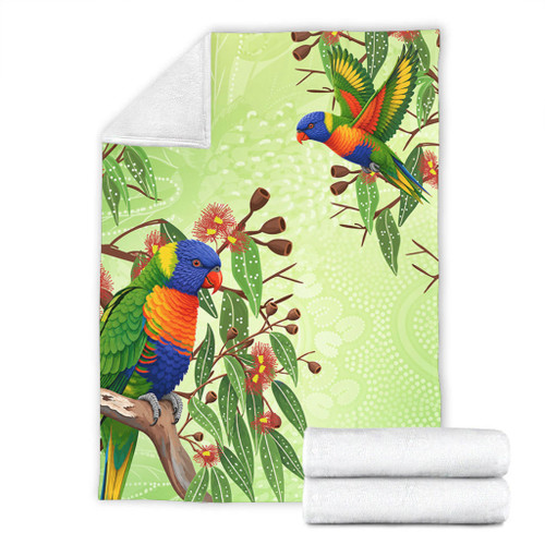 Indigenous Australian Aboriginal Blanket Rainbow Lorikeets Colorful Nature Spirit