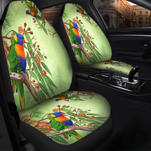 Indigenous Australian Aboriginal Car Seat Cover Rainbow Lorikeets Colorful Nature Spirit