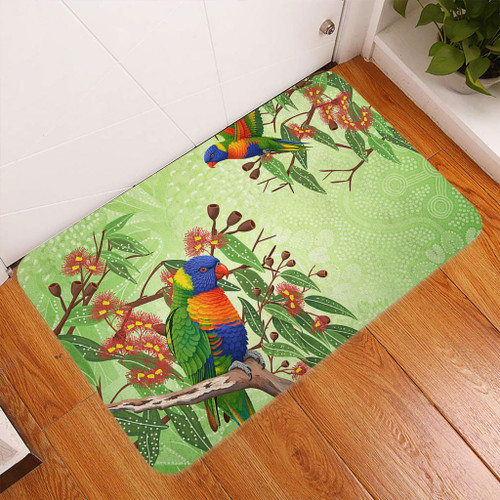 Indigenous Australian Aboriginal Doormat Rainbow Lorikeets Colorful Nature Spirit