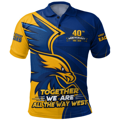 West Coast Eagles Polo Shirt All The Way West 40th Anniversary Pride