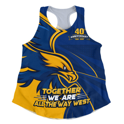 West Coast Eagles Women Racerback Singlet All The Way West 40th Anniversary Pride