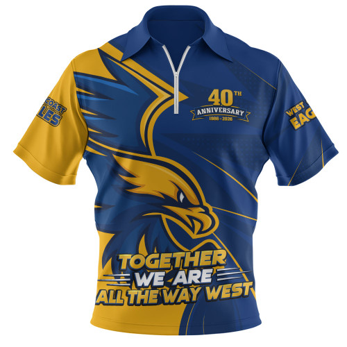 West Coast Eagles Zip Polo Shirt All The Way West 40th Anniversary Pride