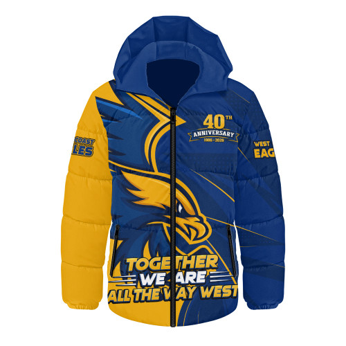 West Coast Eagles Hooded Padded Jacket All The Way West 40th Anniversary Pride