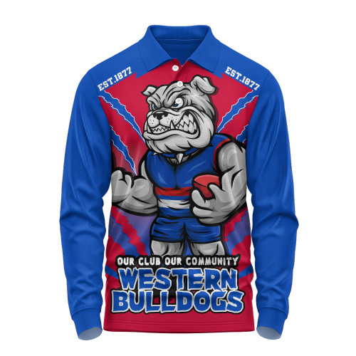 Western Bulldogs Long Sleeve Polo Shirt Our Club Our Community
