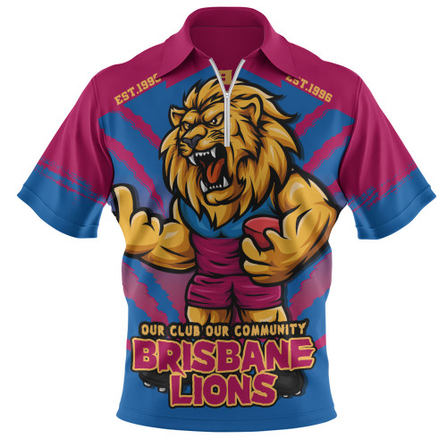 Brisbane Lions Zip Polo Shirt Our Club Our Community