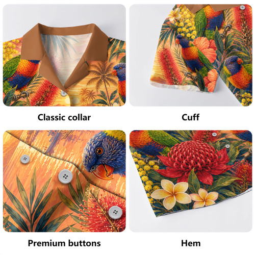 Australia Hawaiian Shirt Rainbow Lorikeet Sunset Paradise