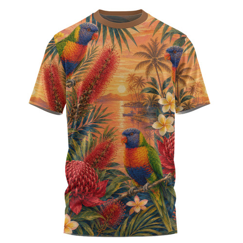 Australia T-Shirt Rainbow Lorikeet Sunset Paradise