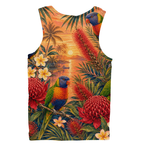 Australia Men Singlet Rainbow Lorikeet Sunset Paradise