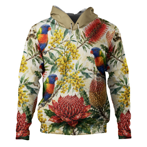 Australia Hoodie Rainbow Lorikeet Watercolor Garden