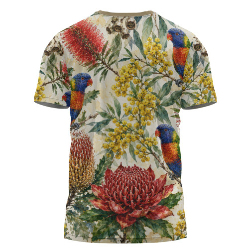 Australia T-Shirt Rainbow Lorikeet Watercolor Garden