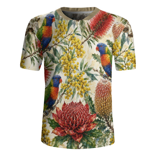 Australia Rugby Jersey Rainbow Lorikeet Watercolor Garden